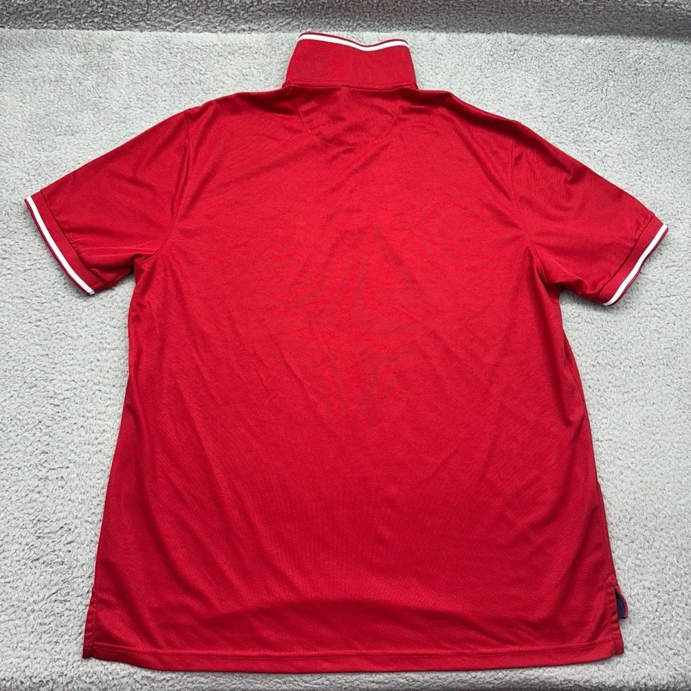 Chaps CM14PL902 Mens XL S/S 100% Polyester Everyday Red‎ Polo Shirt White Trim